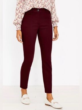 LOFT THE PERFECT SKINNY BURGUNDY PANTS SIZE 2 NWT
